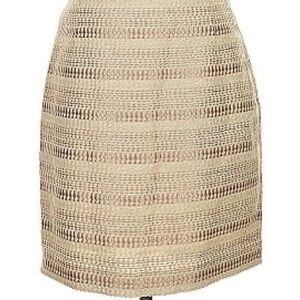 Banana Republic Cream Pencil Midi Skirt with Smocked Detail for Cocktail